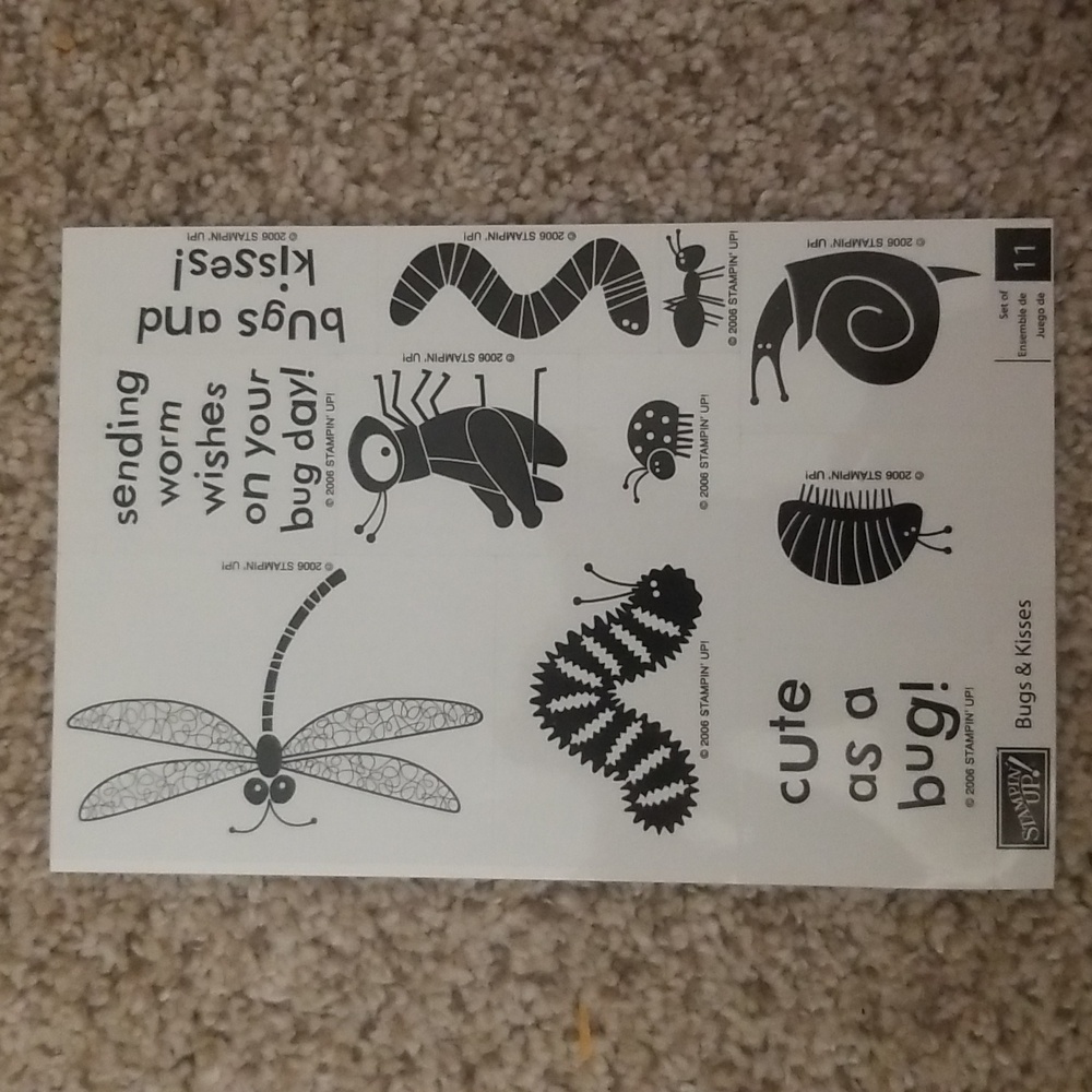 Stampin Up Bugs and Kisses wooden stamp set.